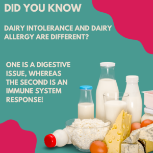 Difference between dairy intolerance and dairy allergy